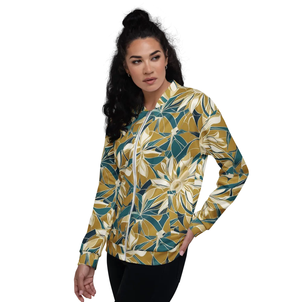 Ochre Bloom on Bomber Jacket — Left