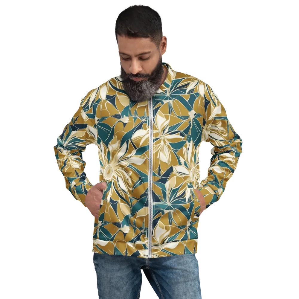 Ochre Bloom on Bomber Jacket — Front