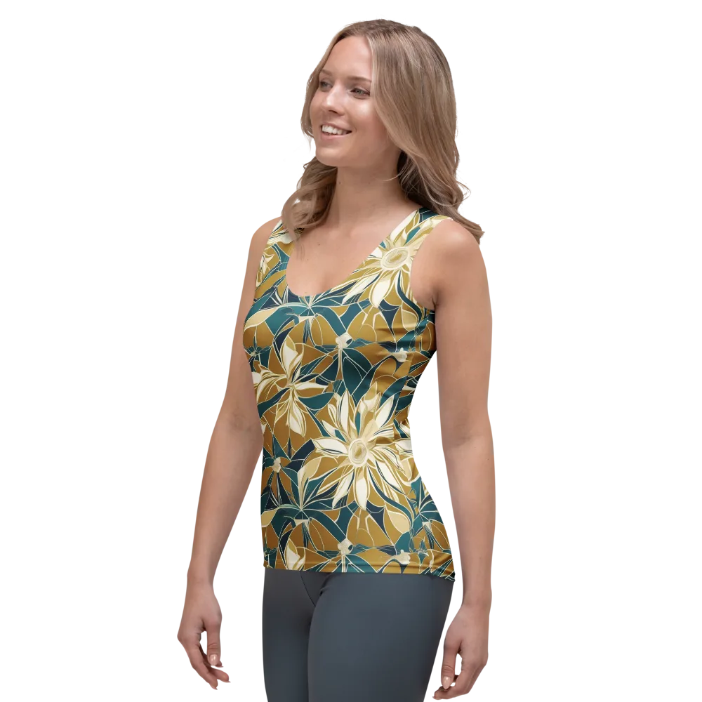 Ochre Bloom on Women's Tank Top — Left Front