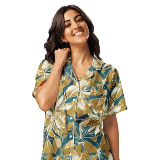 Ochre Bloom on Women's Short Sleeve Pajama Top