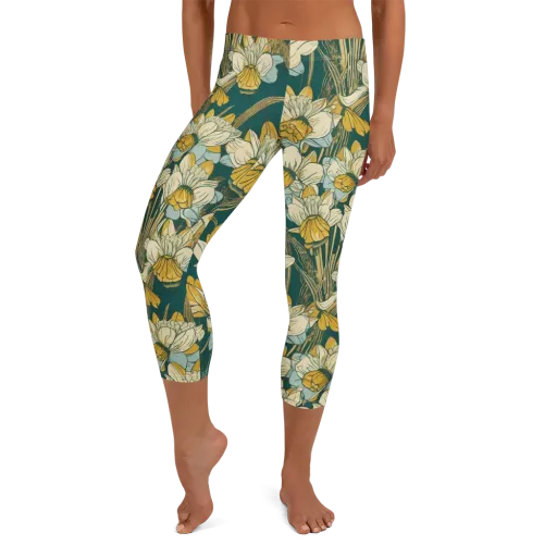 Gilded Meadow on a Capri Leggings