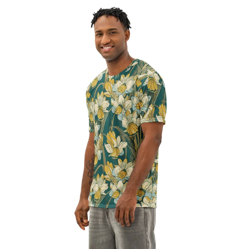 Gilded Meadow on Men's Cotton Crew Neck T-Shirt — Left Front