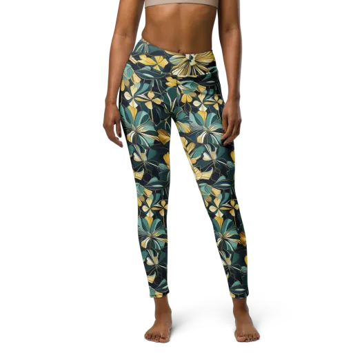 Teal Botanica on a Yoga Leggings