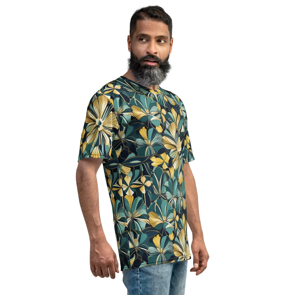 Teal Botanica on Men's Crew Neck T-Shirt — Right