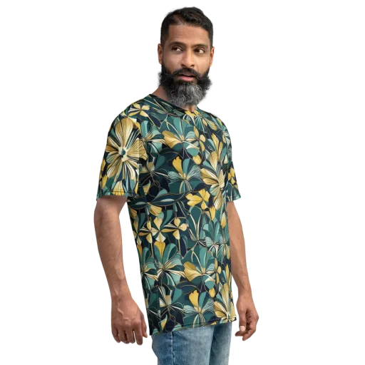 Teal Botanica on a Men's Crew Neck T-Shirt