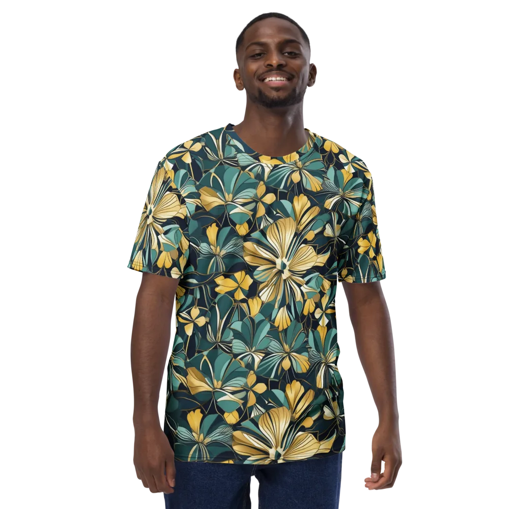 Teal Botanica on Men's Crew Neck T-Shirt — Front