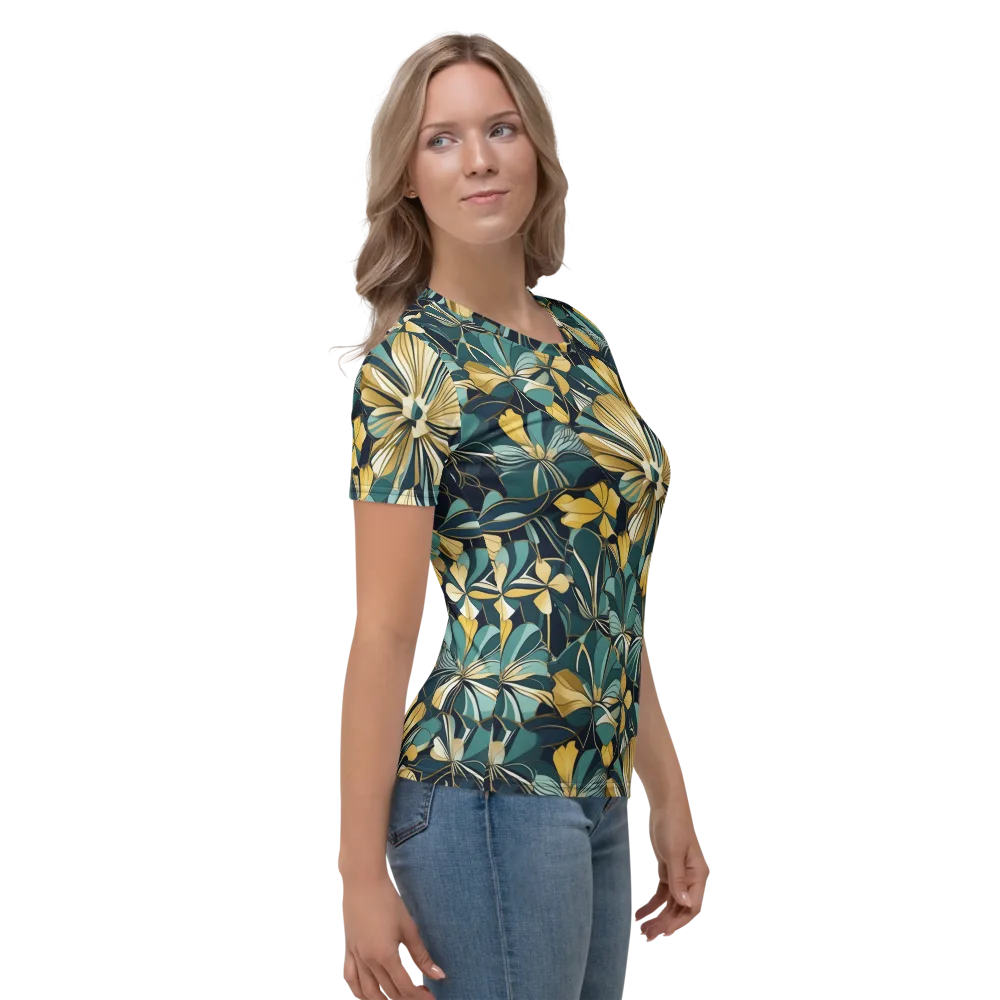 Teal Botanica on Women's Crew Neck T-Shirt — Right