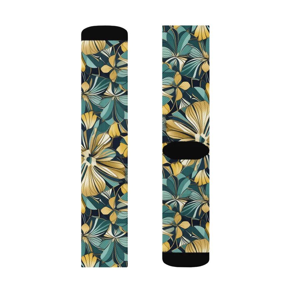 Teal Botanica on Socks — Left Sock