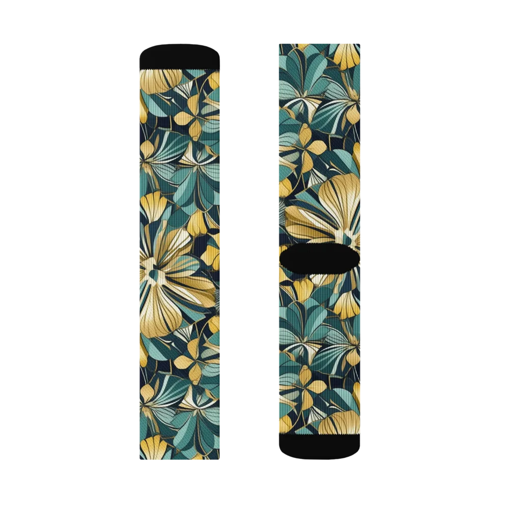 Teal Botanica on Socks — Right Sock