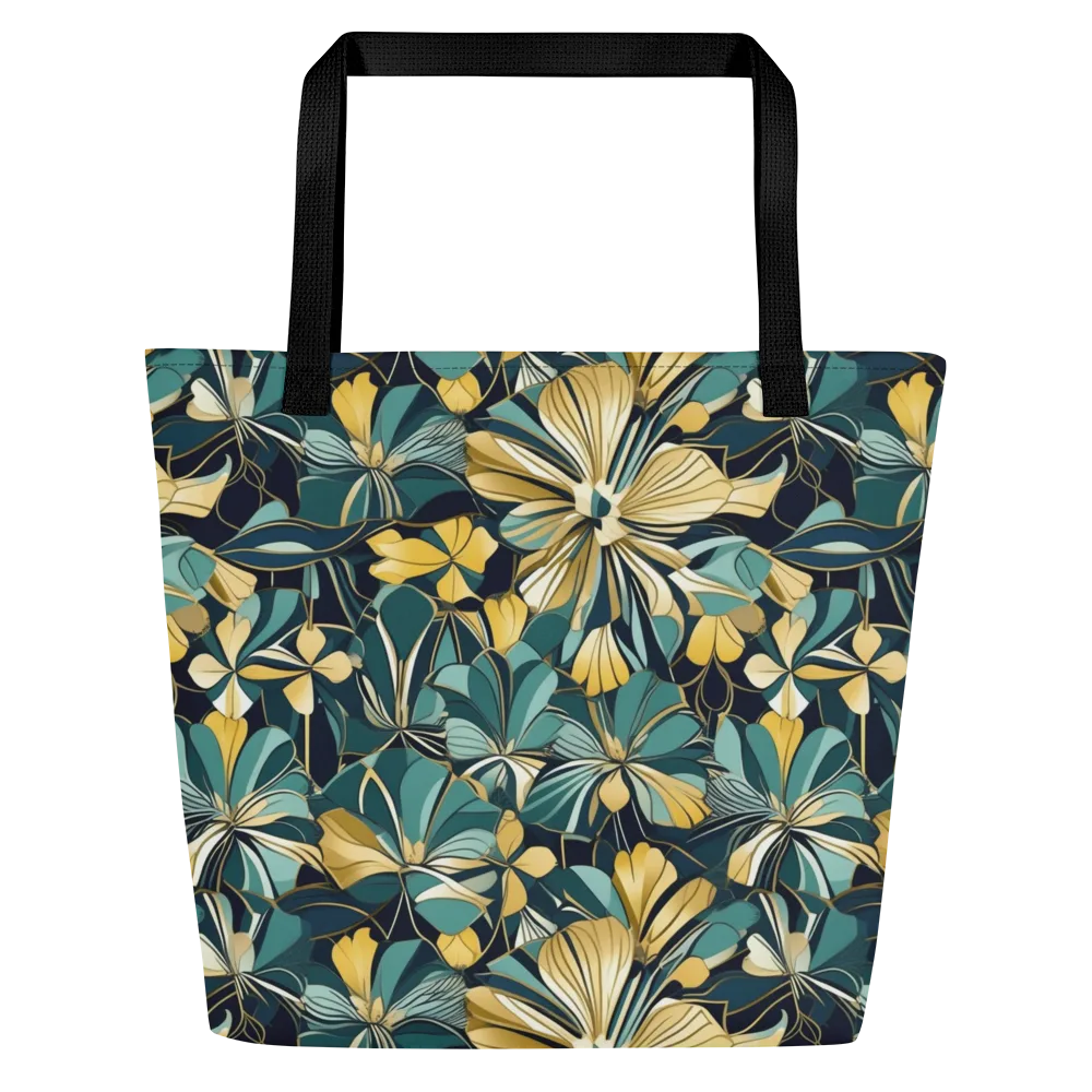 Teal Botanica on Large Tote Bag W/ Pocket — Front