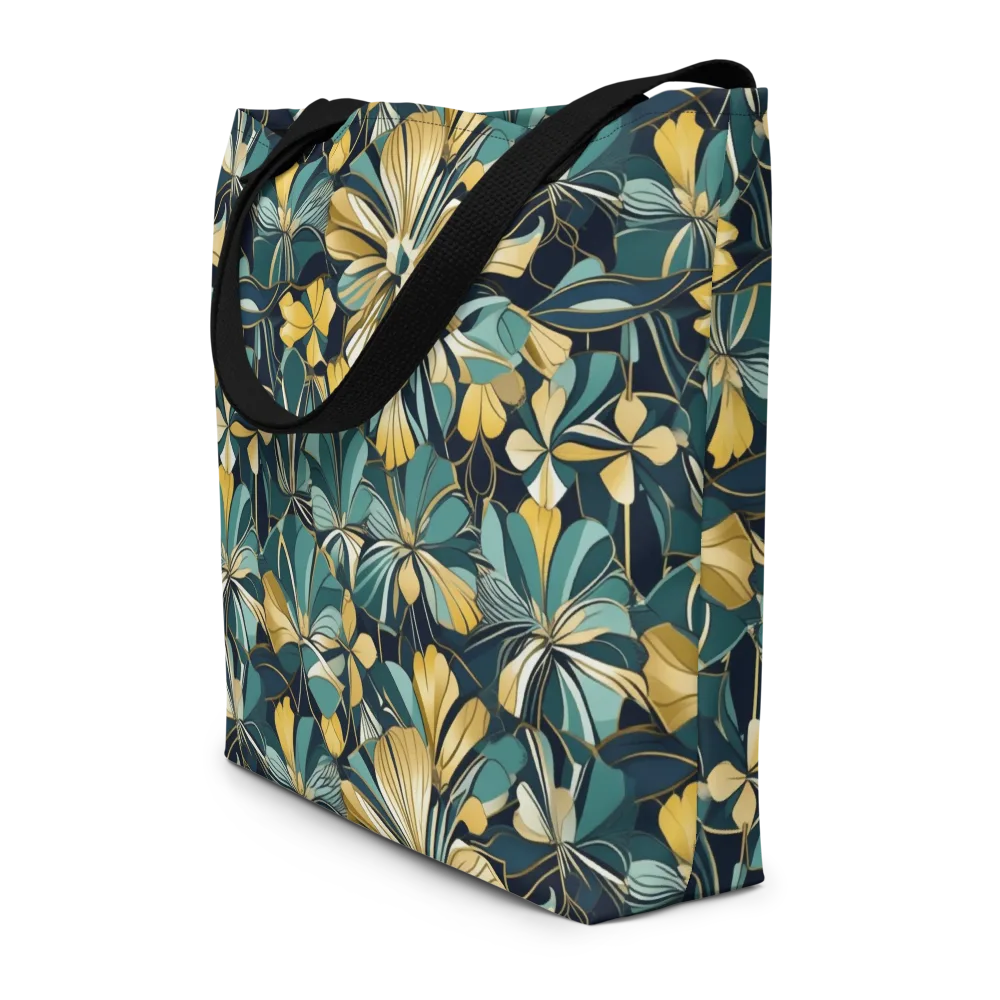 Teal Botanica on Large Tote Bag W/ Pocket — Front
