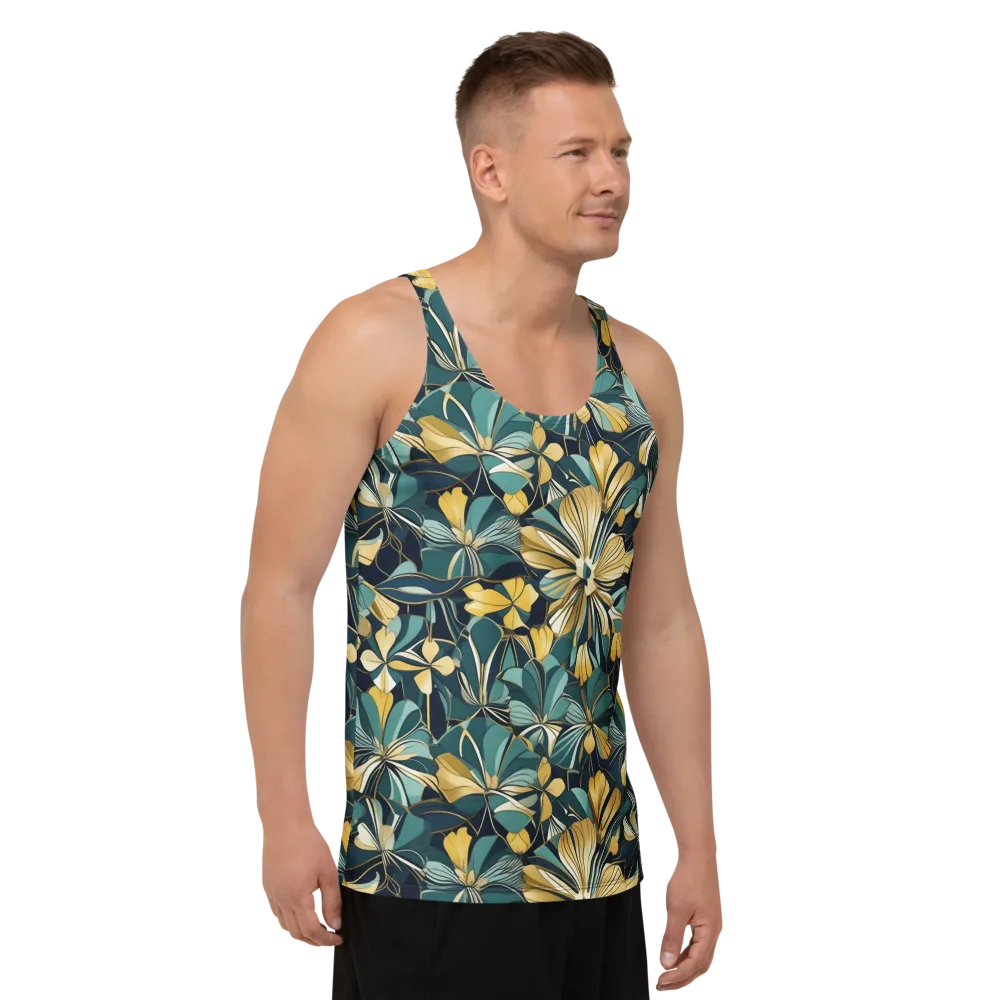 Teal Botanica on Men's Tank Top — Right Front