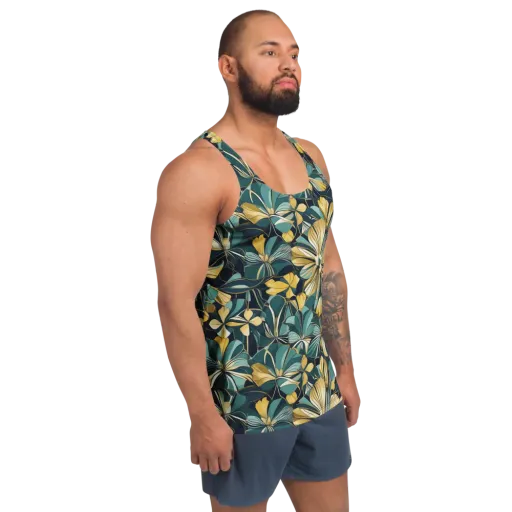 Teal Botanica on a Men's Tank Top