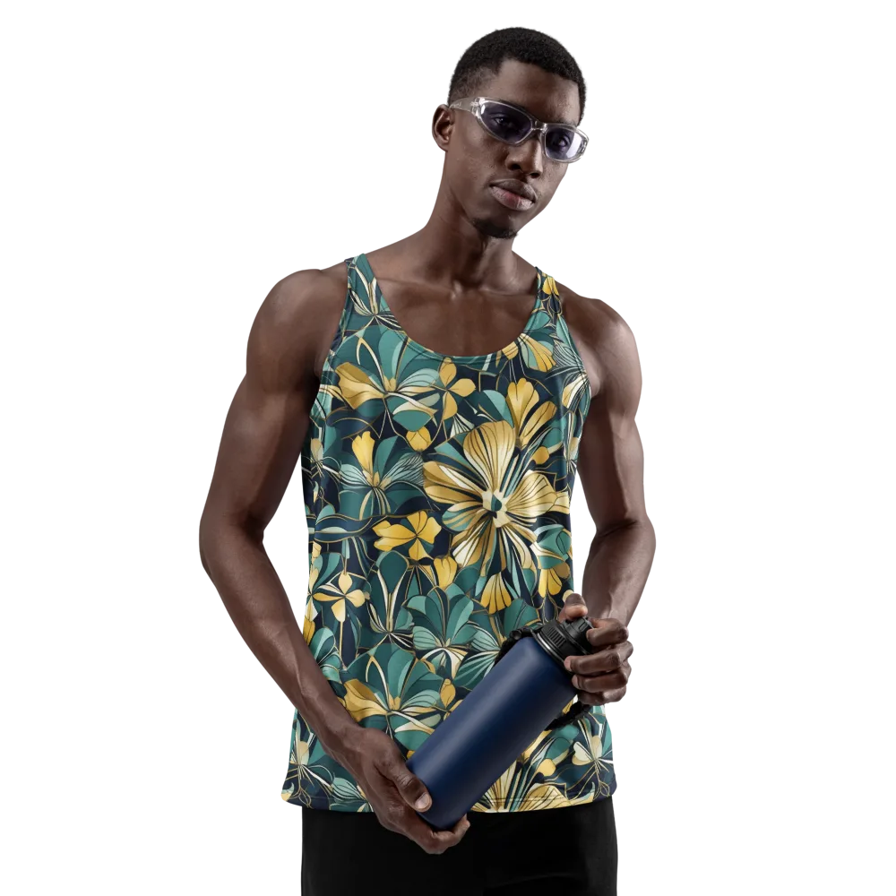 Teal Botanica on Men's Tank Top — Front