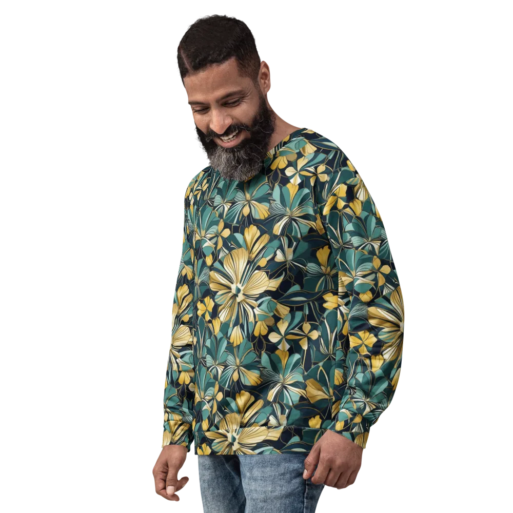 Teal Botanica on Sweatshirt — Left Front