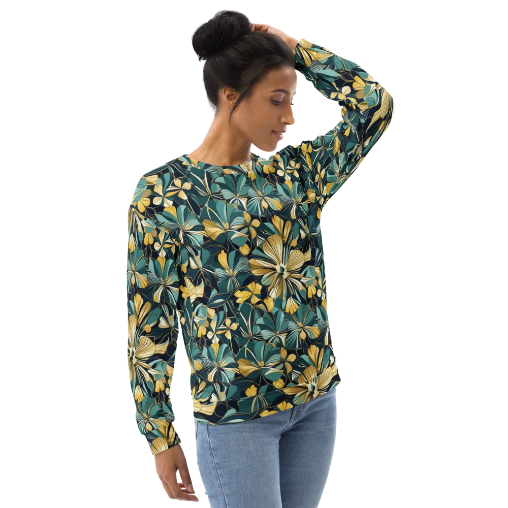 Teal Botanica on Sweatshirt — Right Front