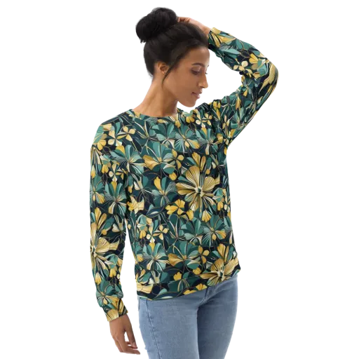 Teal Botanica on a Sweatshirt