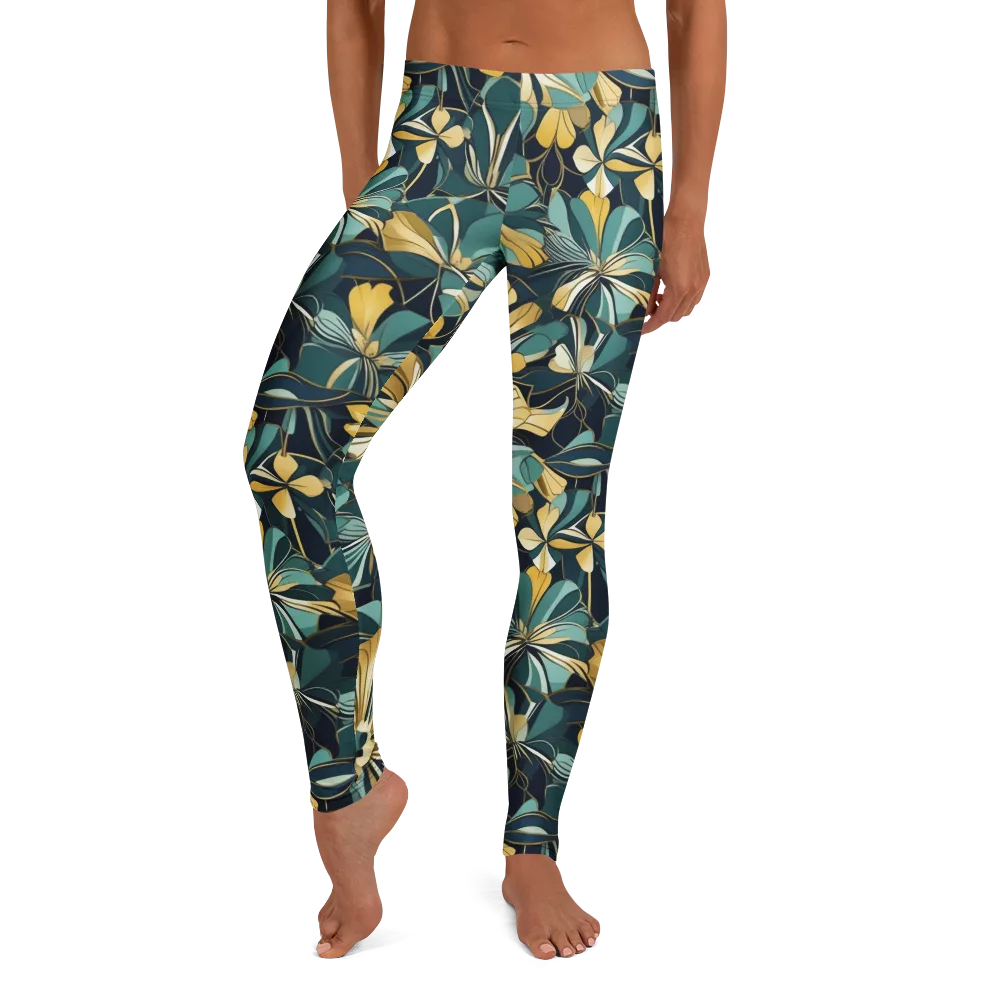 Teal Botanica on Leggings — Front