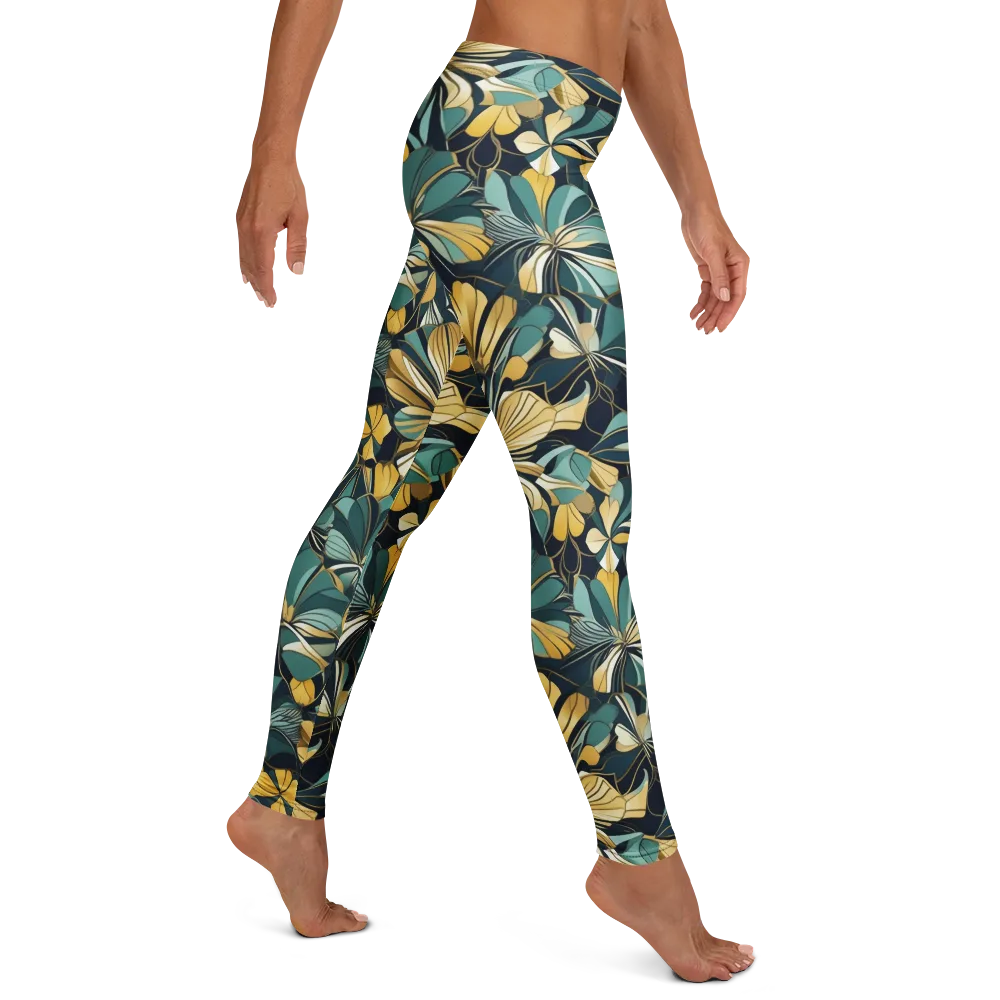 Teal Botanica on Leggings — Right