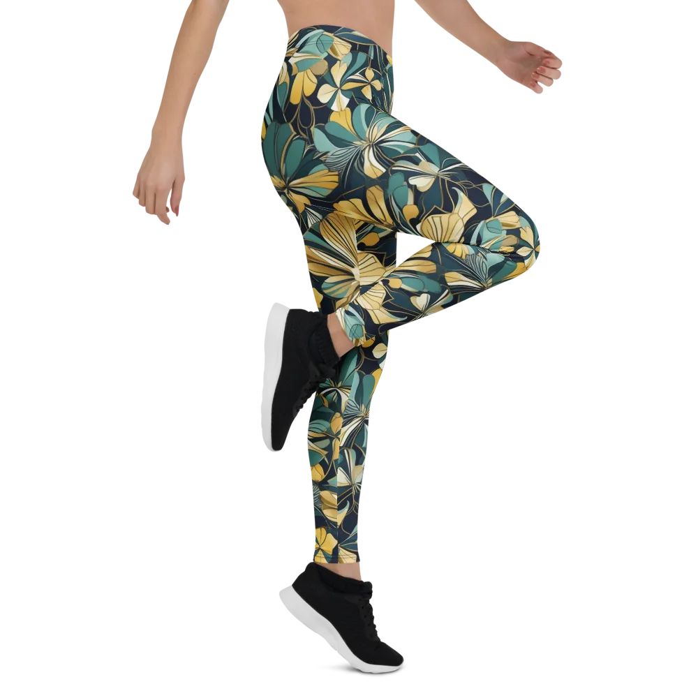 Teal Botanica on Leggings — Right