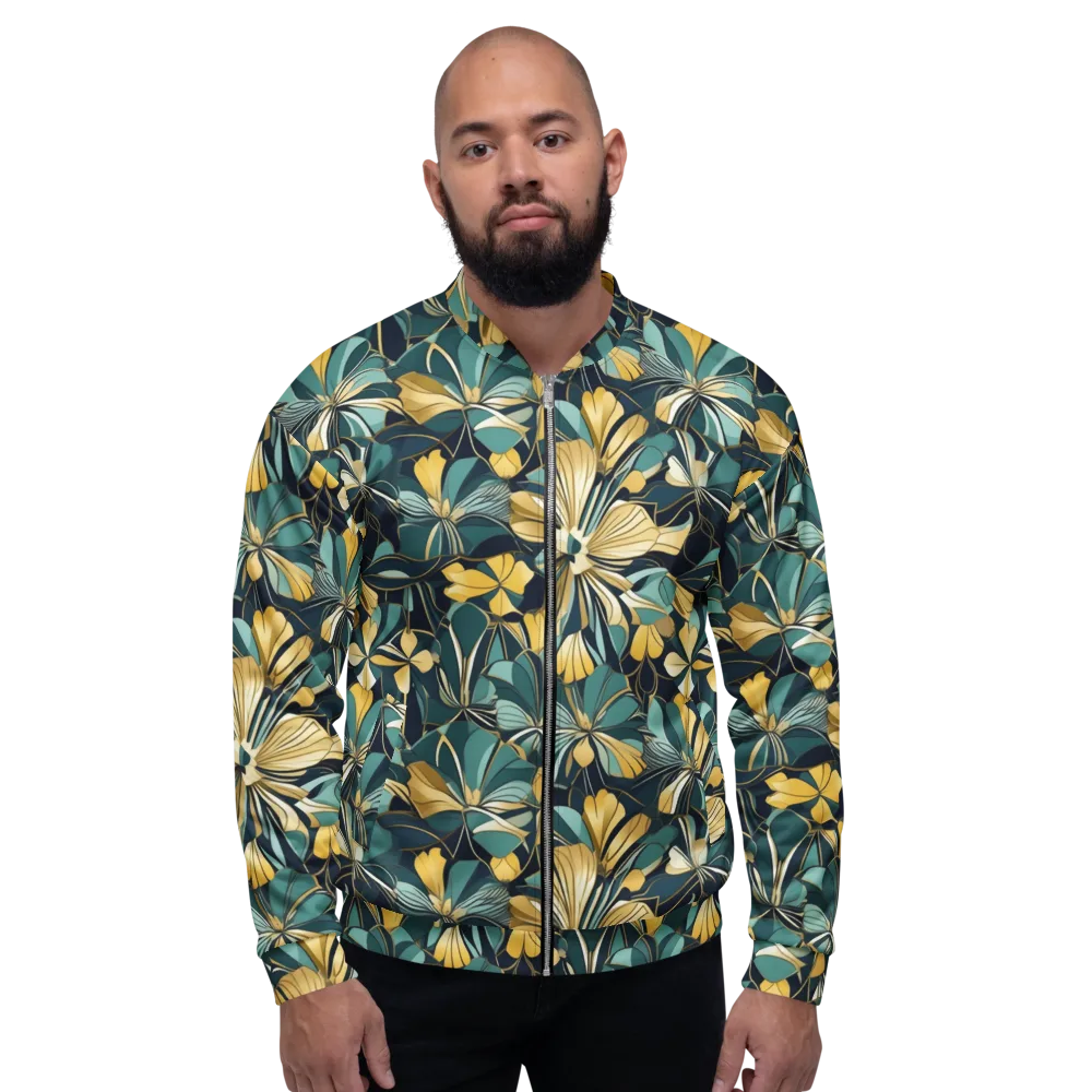 Teal Botanica on Bomber Jacket — Front