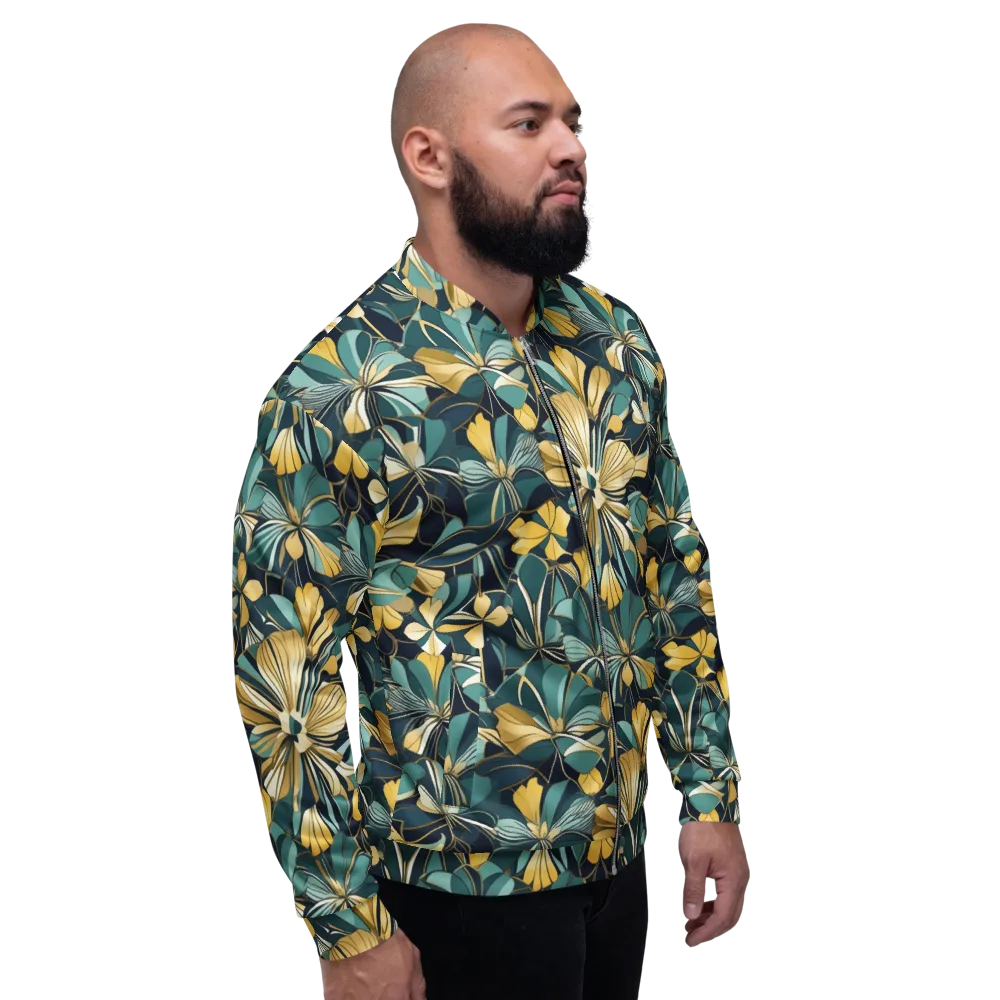 Teal Botanica on Bomber Jacket — Right