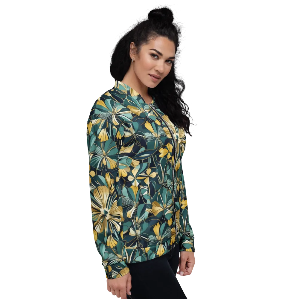 Teal Botanica on Bomber Jacket — Right