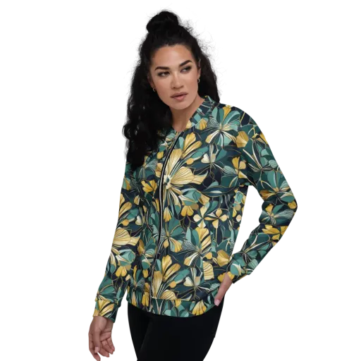 Teal Botanica on a Bomber Jacket