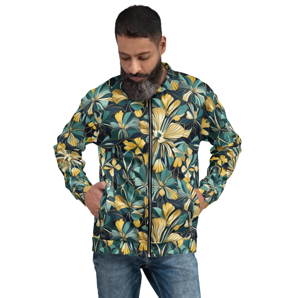 Teal Botanica on Bomber Jacket — Front