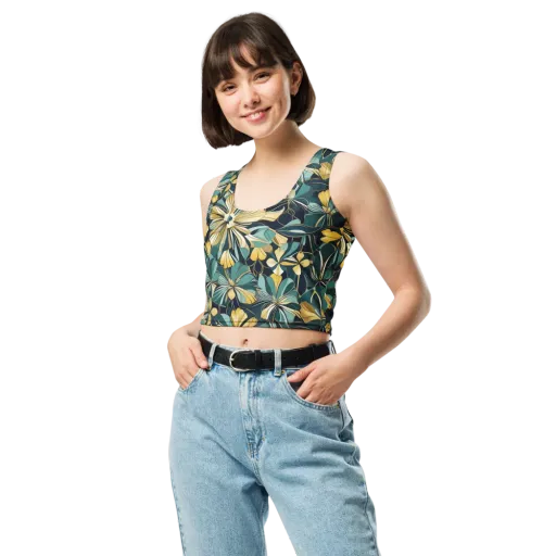 Teal Botanica on a Crop Top