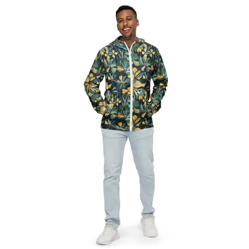 Teal Botanica on a Men's Windbreaker