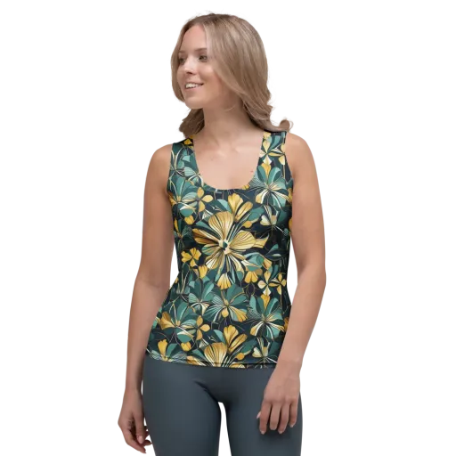 Teal Botanica on a Women's Tank Top
