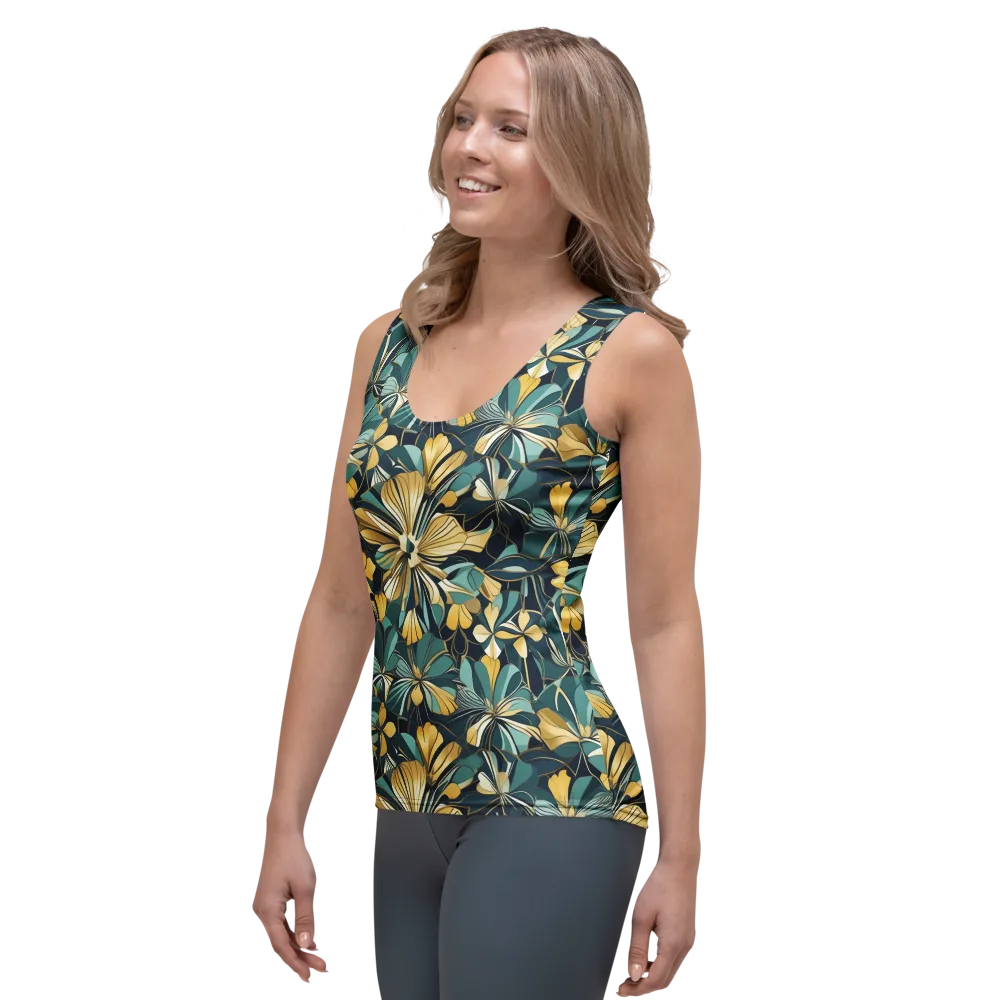 Teal Botanica on Women's Tank Top — Left Front