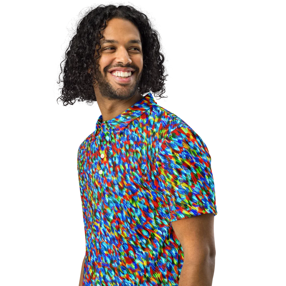 Aurora Shards on Men's Slim Fit Polo Shirt — Left Front