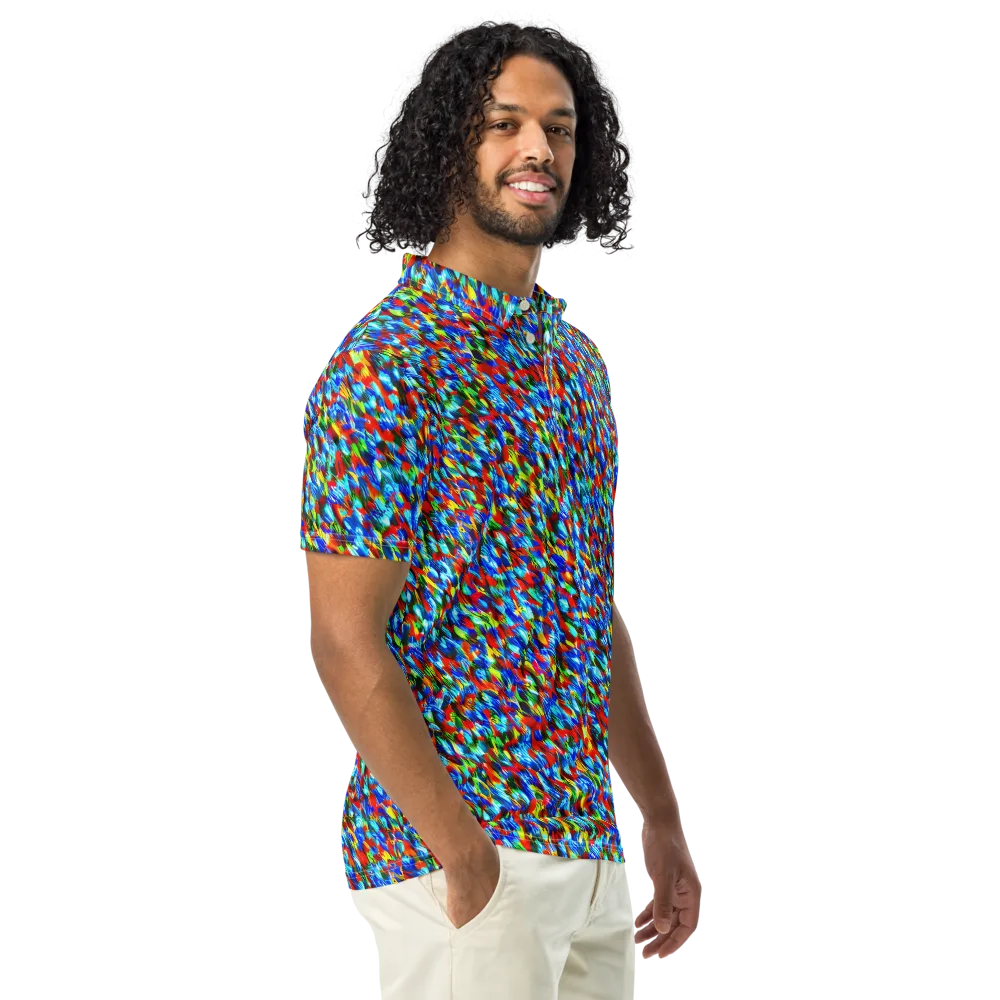 Aurora Shards on Men's Slim Fit Polo Shirt — Right Front