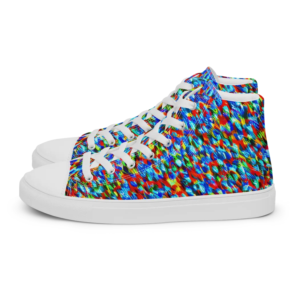 Aurora Shards on Men's High Top Canvas Shoes — Left