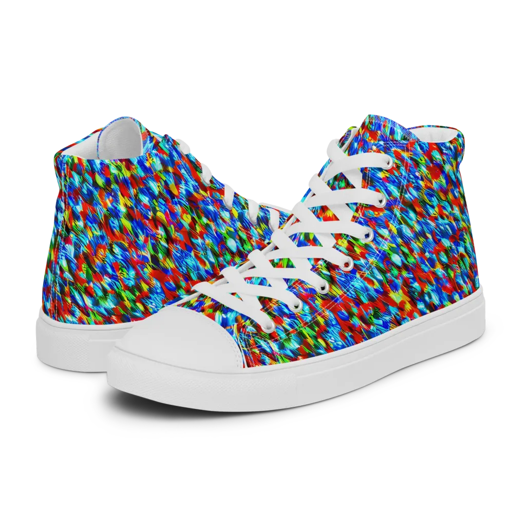 Aurora Shards on Men's High Top Canvas Shoes — Left