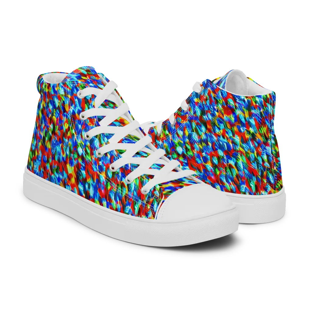 Aurora Shards on Men's High Top Canvas Shoes — Right