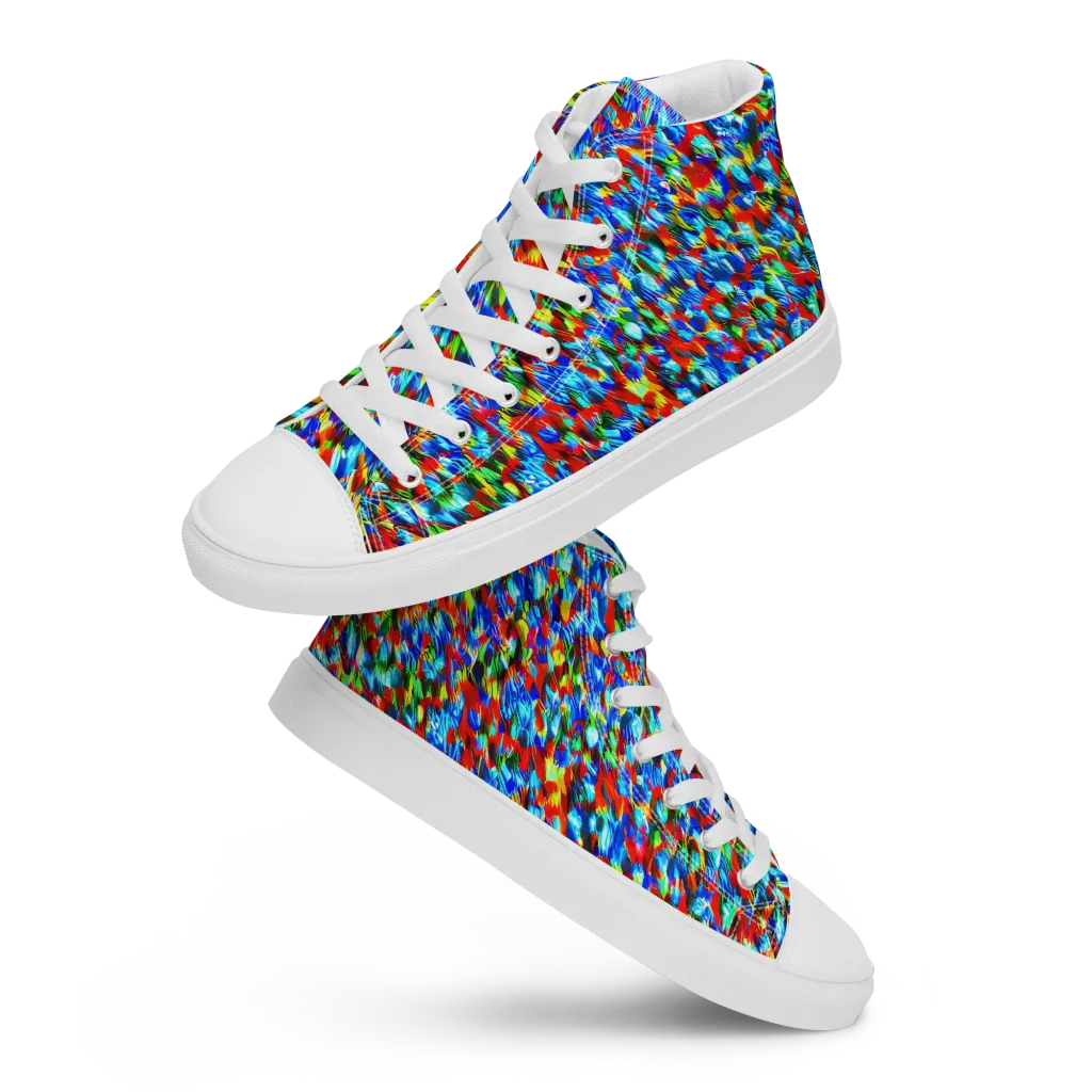 Aurora Shards on Men's High Top Canvas Shoes — Front