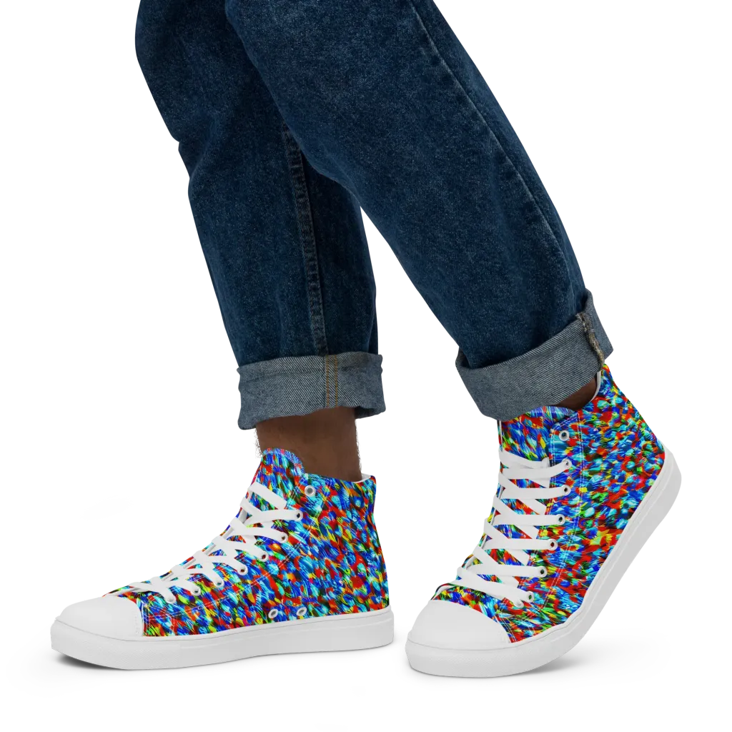 Aurora Shards on Men's High Top Canvas Shoes — Left