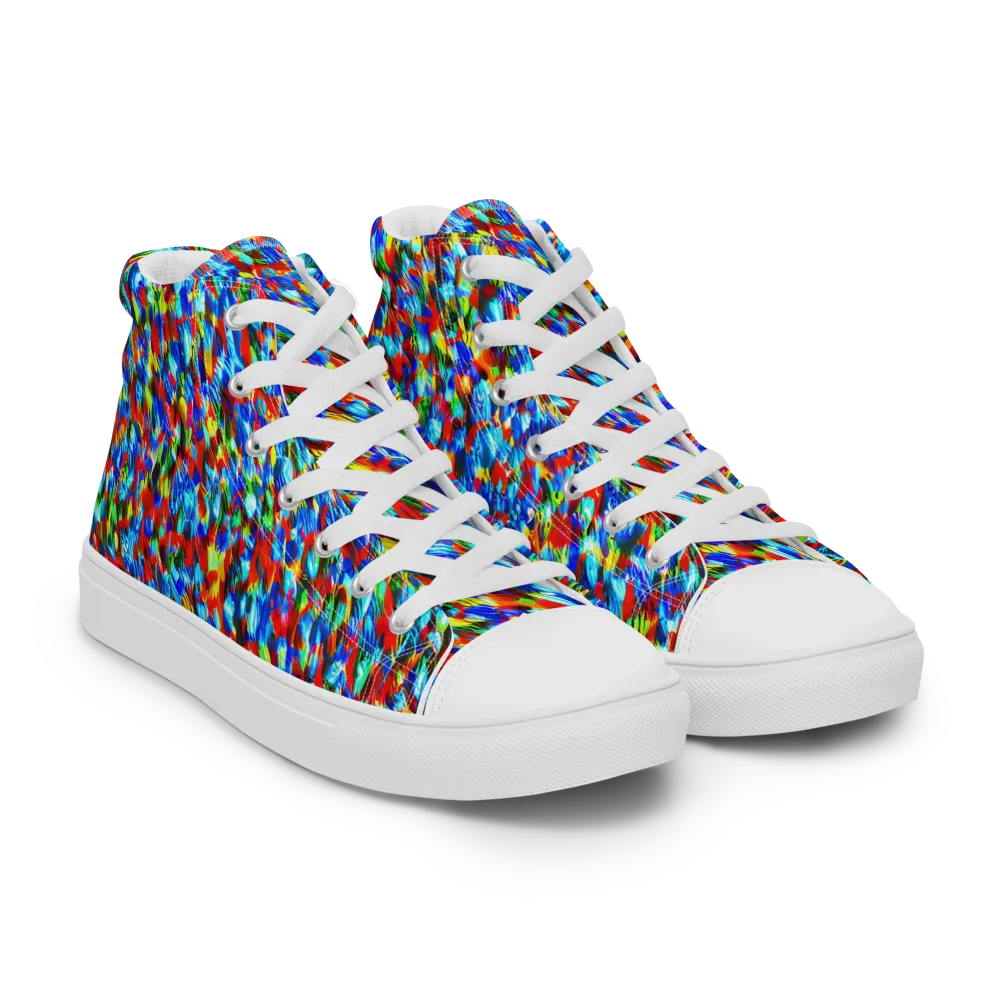 Aurora Shards on Women's High Top Canvas Shoes — Right Front