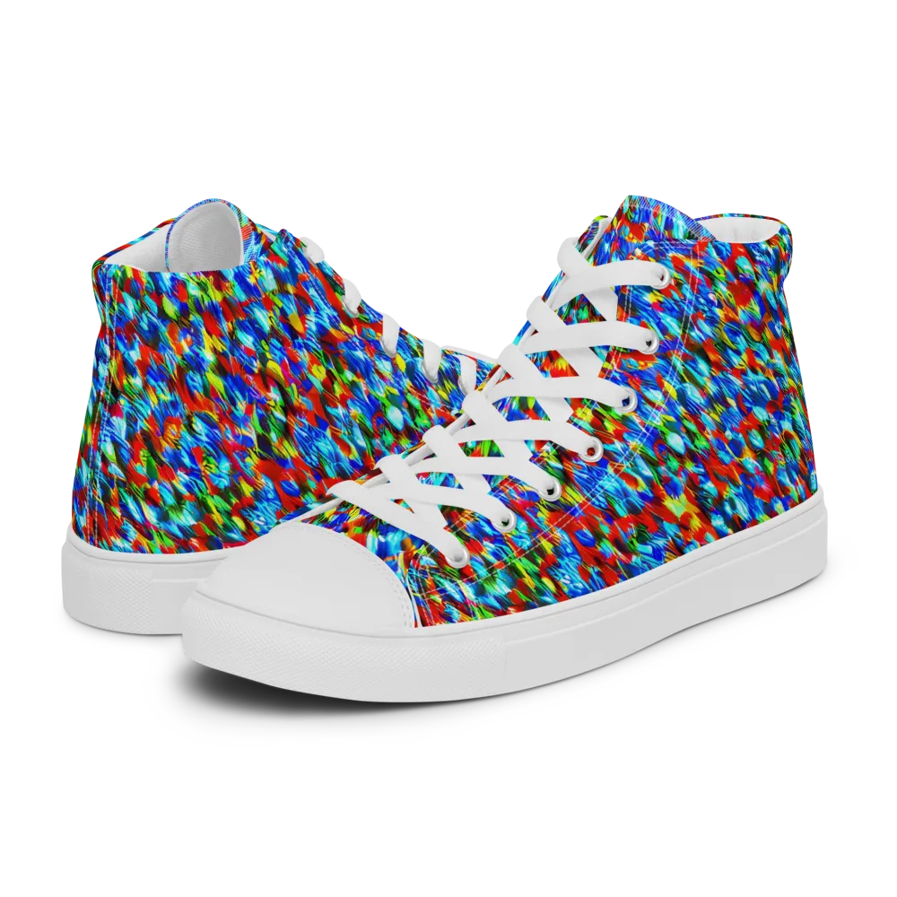 Aurora Shards on Women's High Top Canvas Shoes — Left