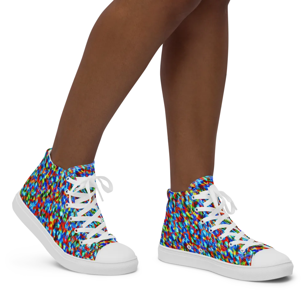 Aurora Shards on Women's High Top Canvas Shoes — Right