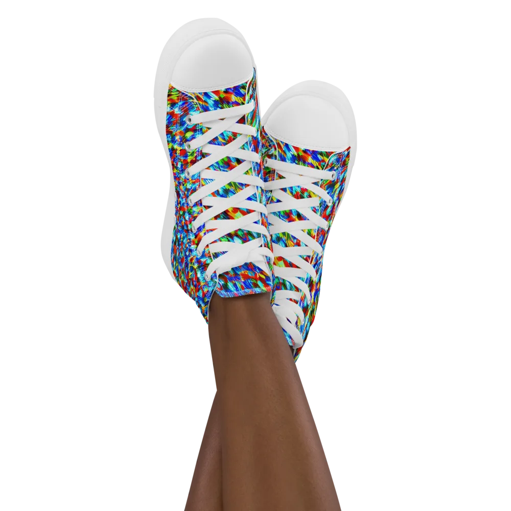 Aurora Shards on Women's High Top Canvas Shoes — Front