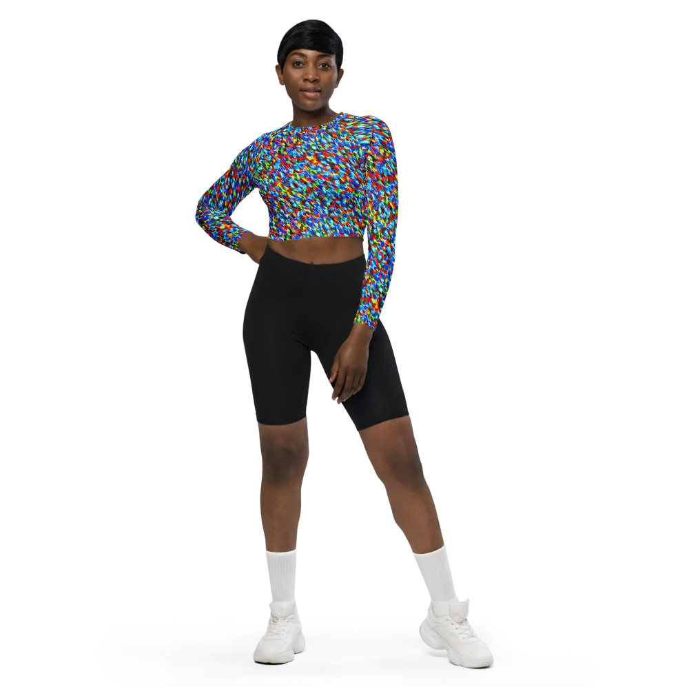 Aurora Shards on Long Sleeve Crop Top — Front