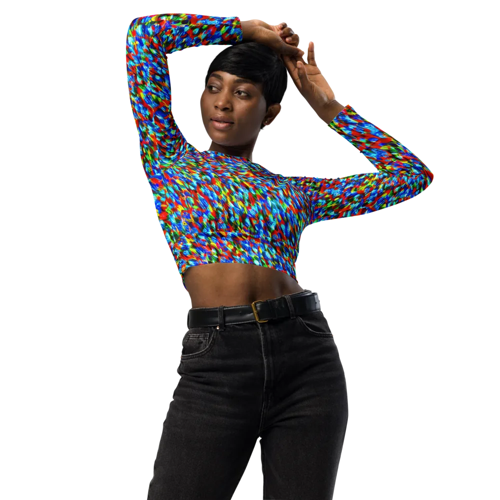 Aurora Shards on Long Sleeve Crop Top — Front
