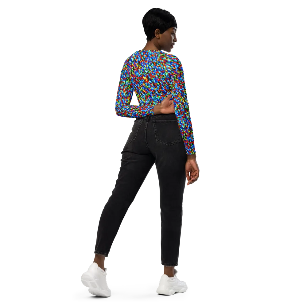 Aurora Shards on Long Sleeve Crop Top — Right Back