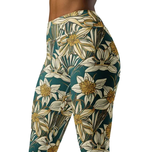 Teal Garden Sonata on a Yoga Leggings