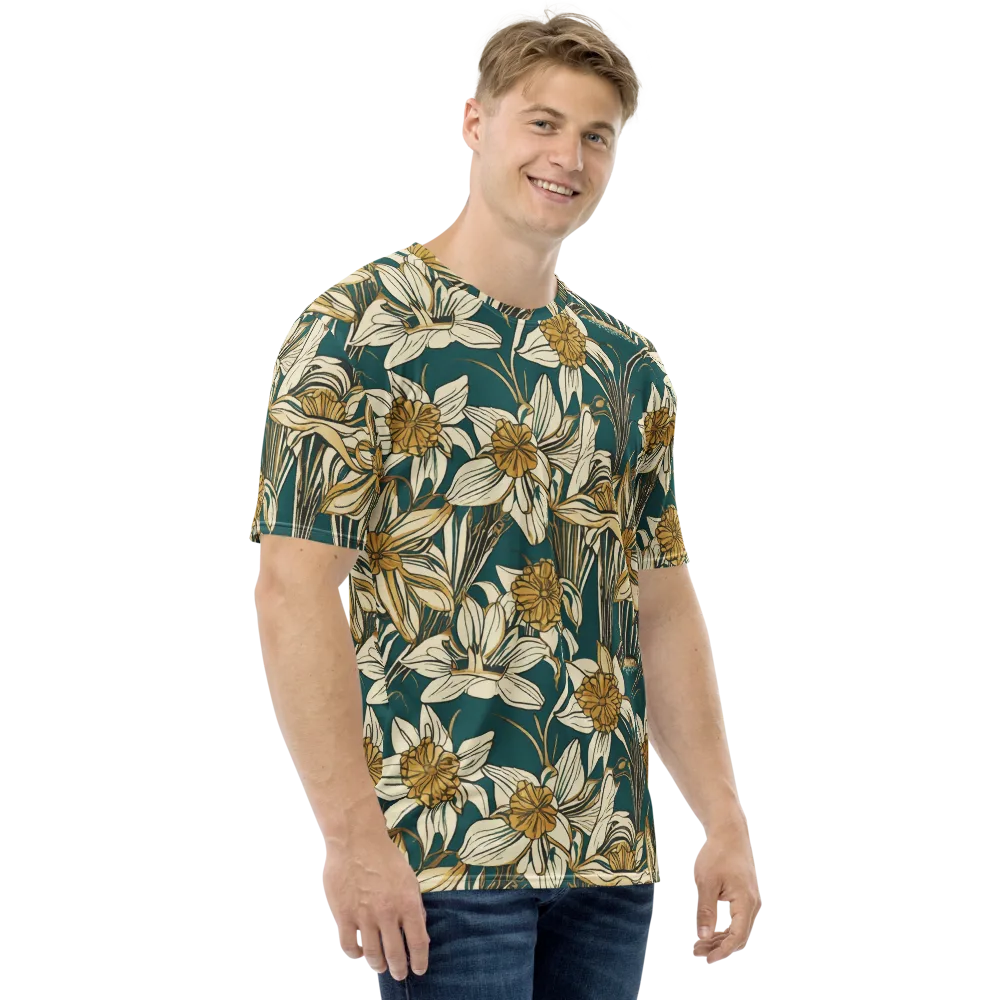 Teal Garden Sonata on Men's Crew Neck T-Shirt — Right