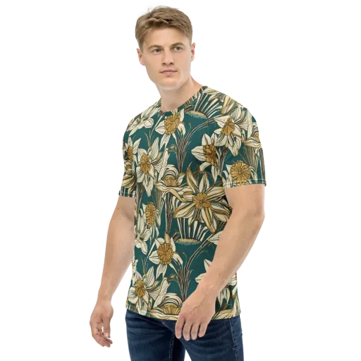 Teal Garden Sonata on a Men's Crew Neck T-Shirt